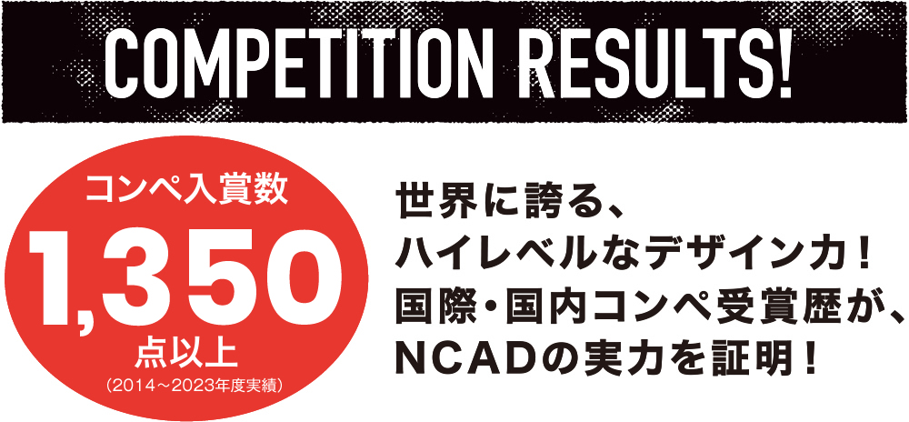 世界に誇る、高レベルなデザイン力！国際コンペ受賞歴が、NCADの実績を証明！